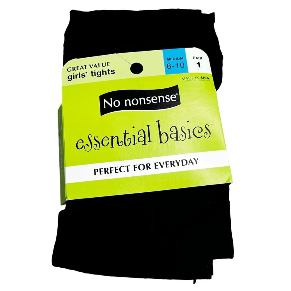 No Nonsense Tights Girls size M 8-10 Black Essential Basics Pair NWT